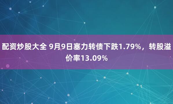 配资炒股大全 9月9日塞力转债下跌1.79%，转股溢价率13.09%